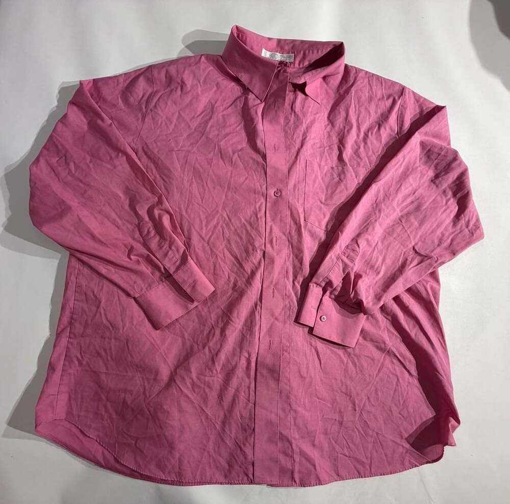 Pink Long Sleeve Button Up Shirt Wrinkle Free Womens Plus Size 18W